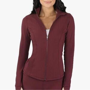 Womens High Neck Ribbed Performance Spring Jacket with Thumbholes Size S